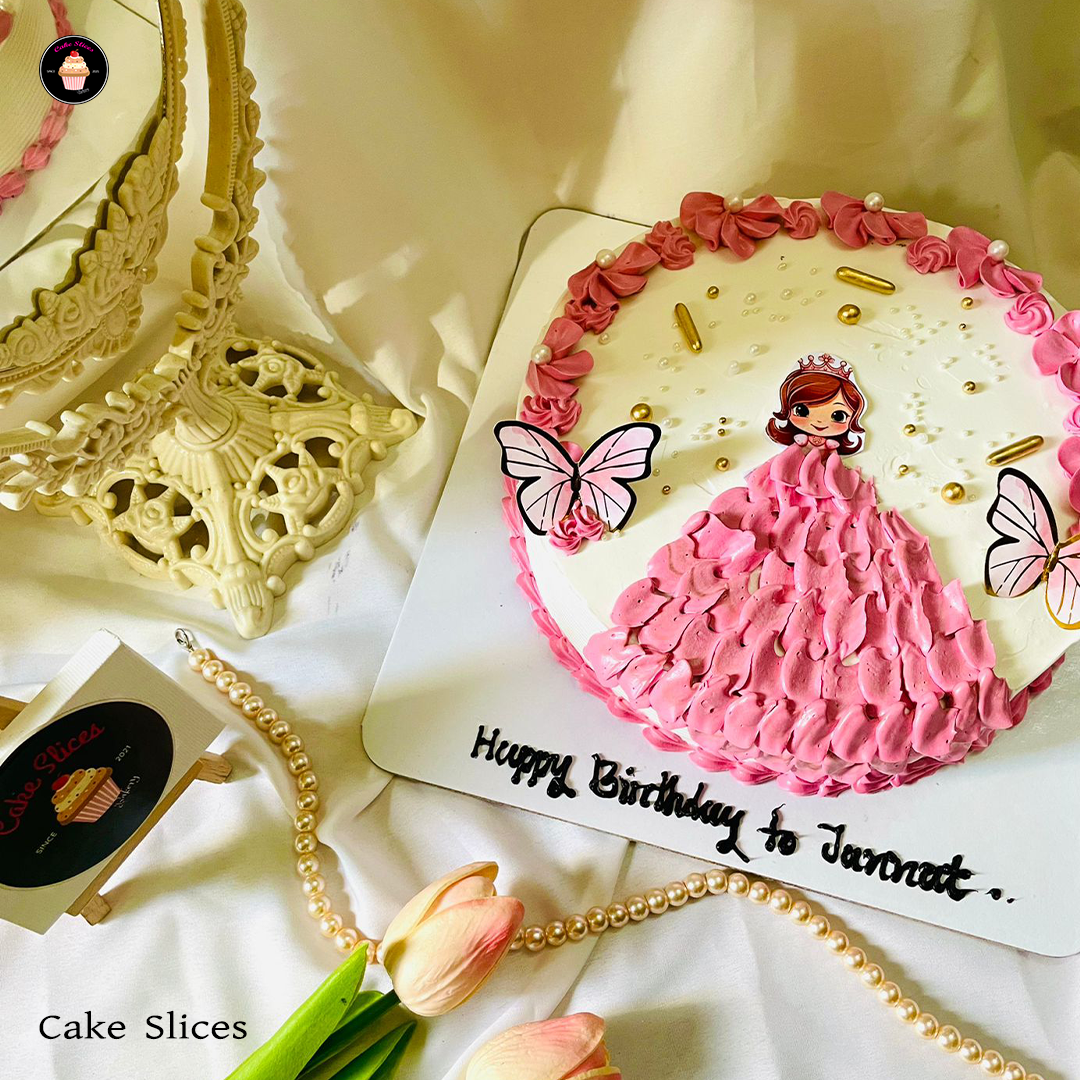 Princess and Butterfly Birthday Cake