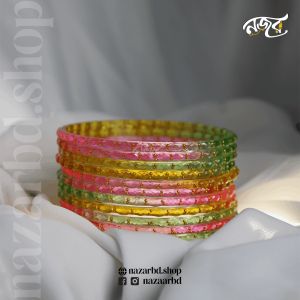 Rainbow Glitter Glass Bangles Set