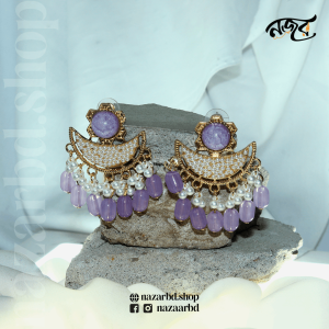 Purple Crescent Stone Jhumka